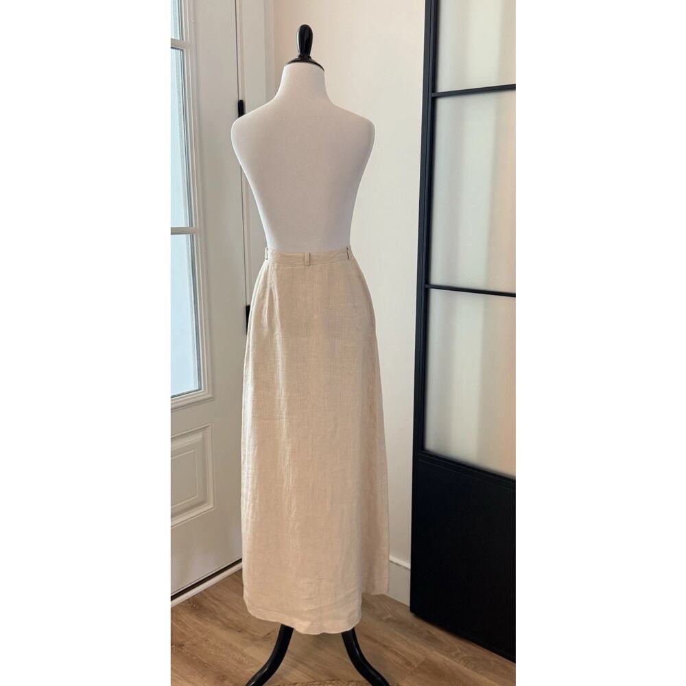 Vintage Brooks Brothers Linen Maxi Skirt Size 2 Button Front Pockets A-Line - Picture 7 of 14